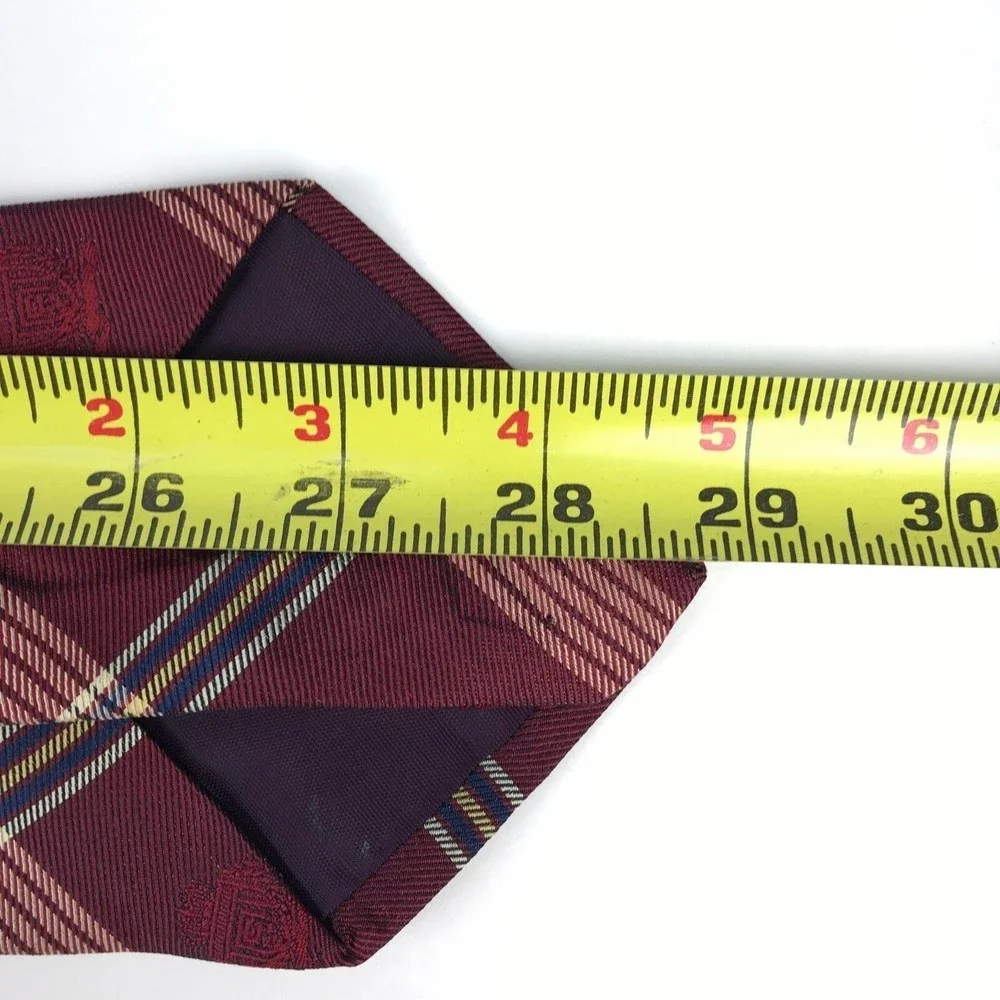 Chaps Ralph Lauren Men's Tie All Silk Red Blue Plaid Striped Elegant Necktie 58